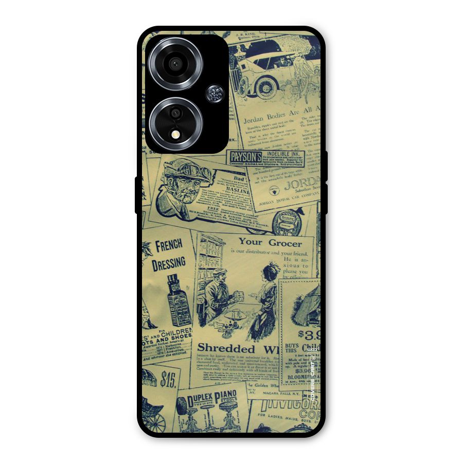 Vintage Newspaper Cutouts Metal Back Case for Oppo A59