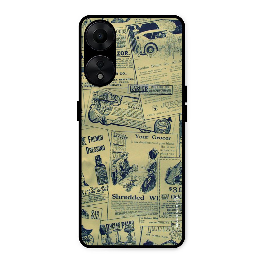 Vintage Newspaper Cutouts Metal Back Case for Oppo A78 5G
