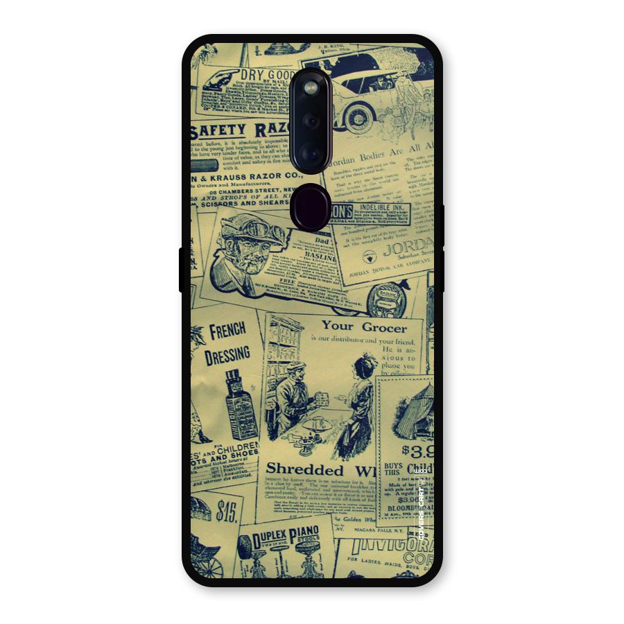 Vintage Newspaper Cutouts Metal Back Case for Oppo F11 Pro