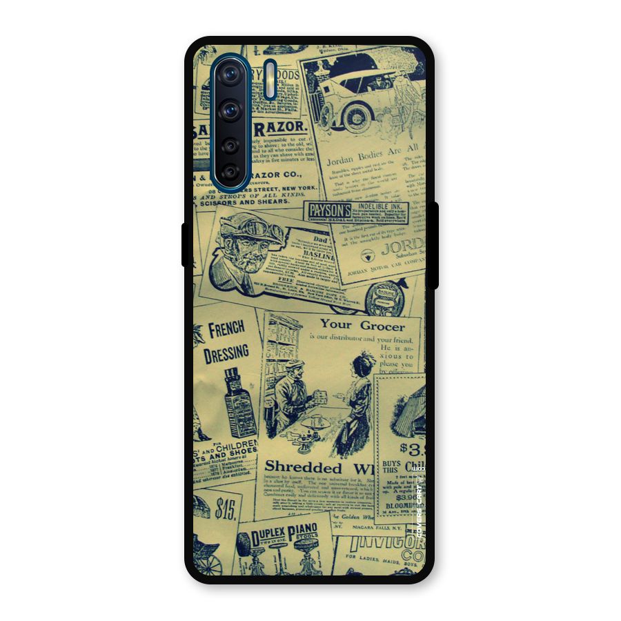 Vintage Newspaper Cutouts Metal Back Case for Oppo F15