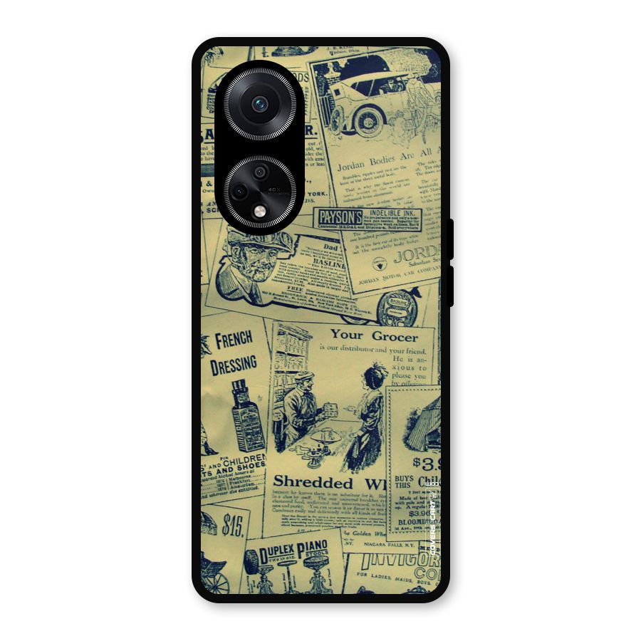 Vintage Newspaper Cutouts Metal Back Case for Oppo F23