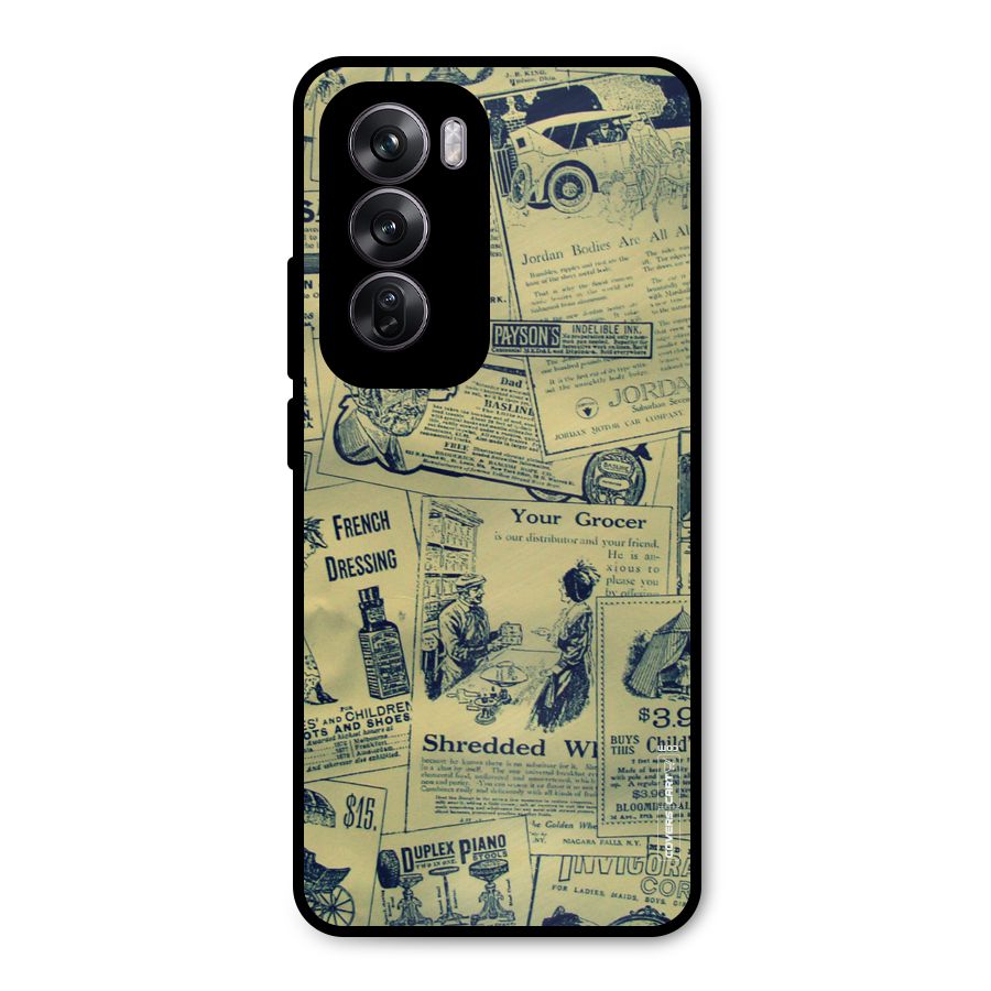 Vintage Newspaper Cutouts Metal Back Case for Oppo Reno12 Pro