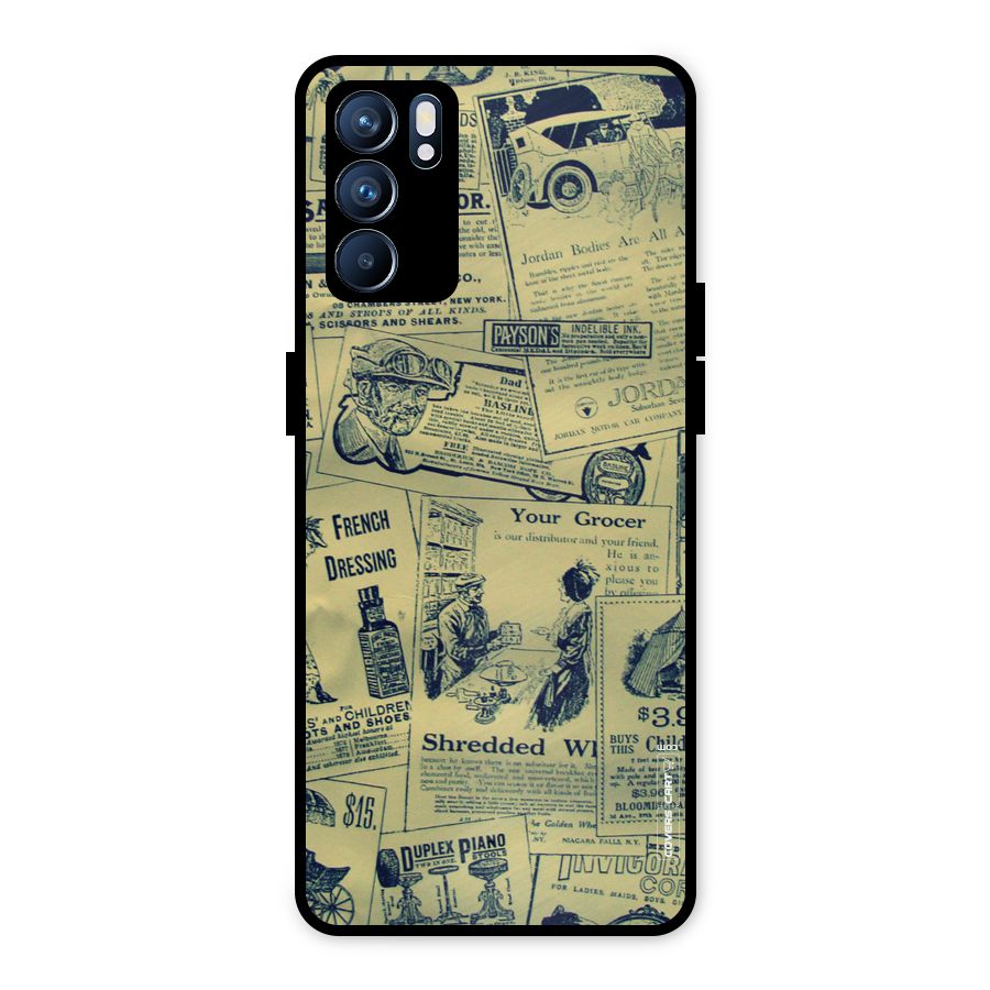 Vintage Newspaper Cutouts Metal Back Case for Oppo Reno6 5G