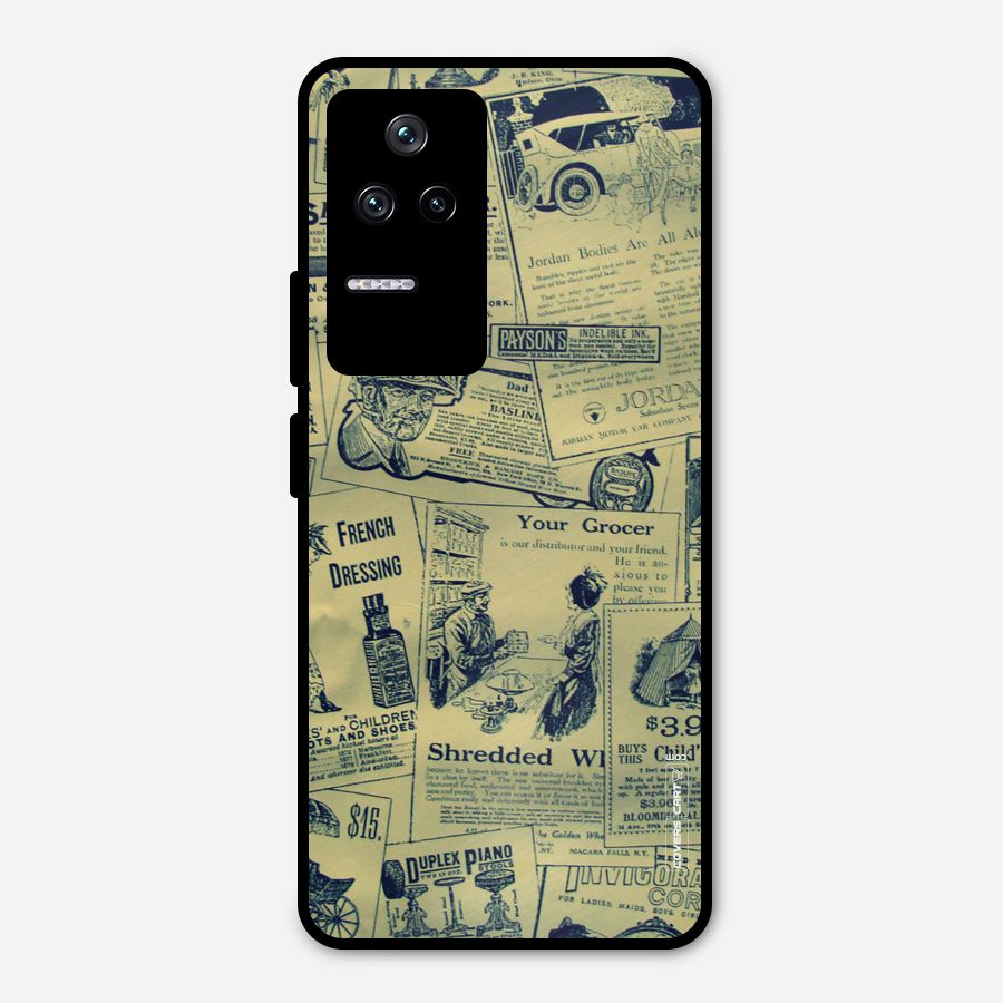 Vintage Newspaper Cutouts Metal Back Case for Poco F4 5G