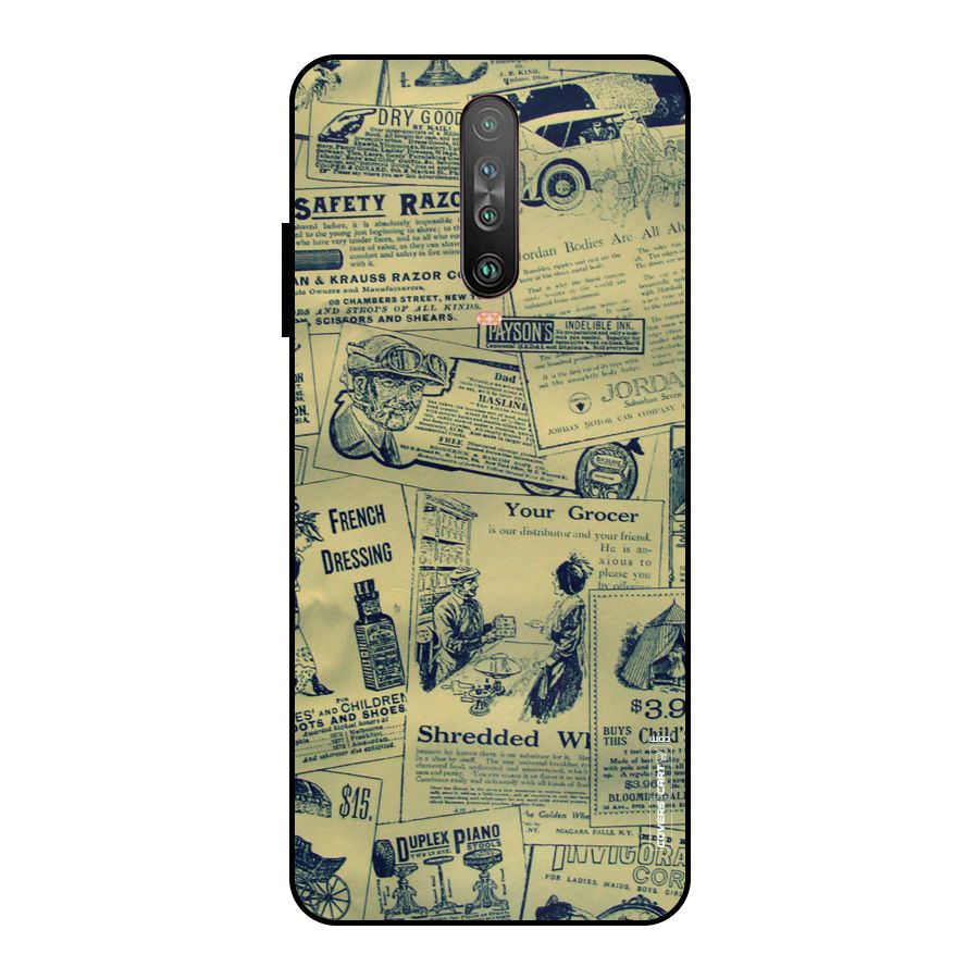 Vintage Newspaper Cutouts Metal Back Case for Poco X2