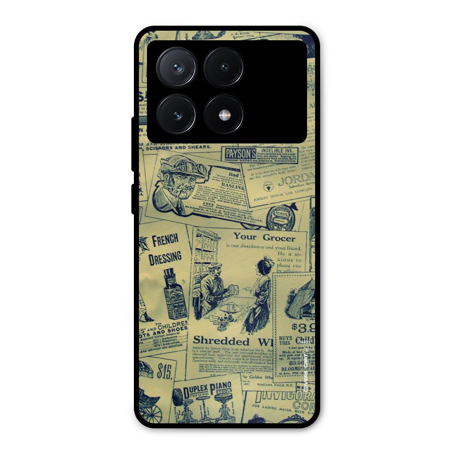 Vintage Newspaper Cutouts Metal Back Case for Poco X6 Pro