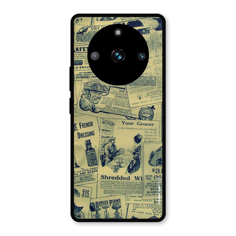 Vintage Newspaper Cutouts Metal Back Case for Realme 11 Pro Plus