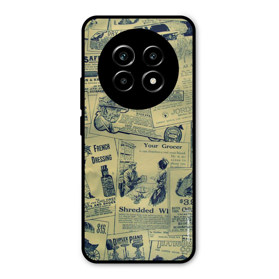 Vintage Newspaper Cutouts Metal Back Case for Realme 13 Pro