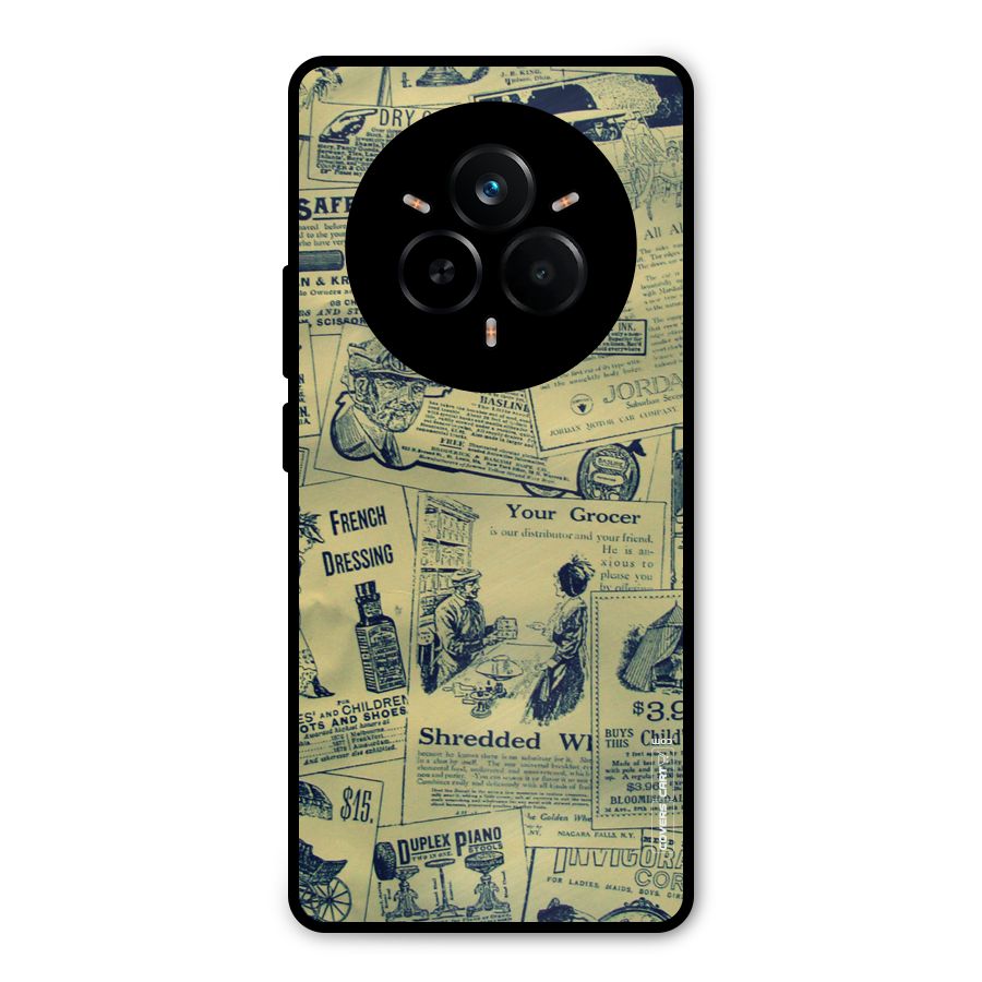 Vintage Newspaper Cutouts Metal Back Case for Realme 14 Pro