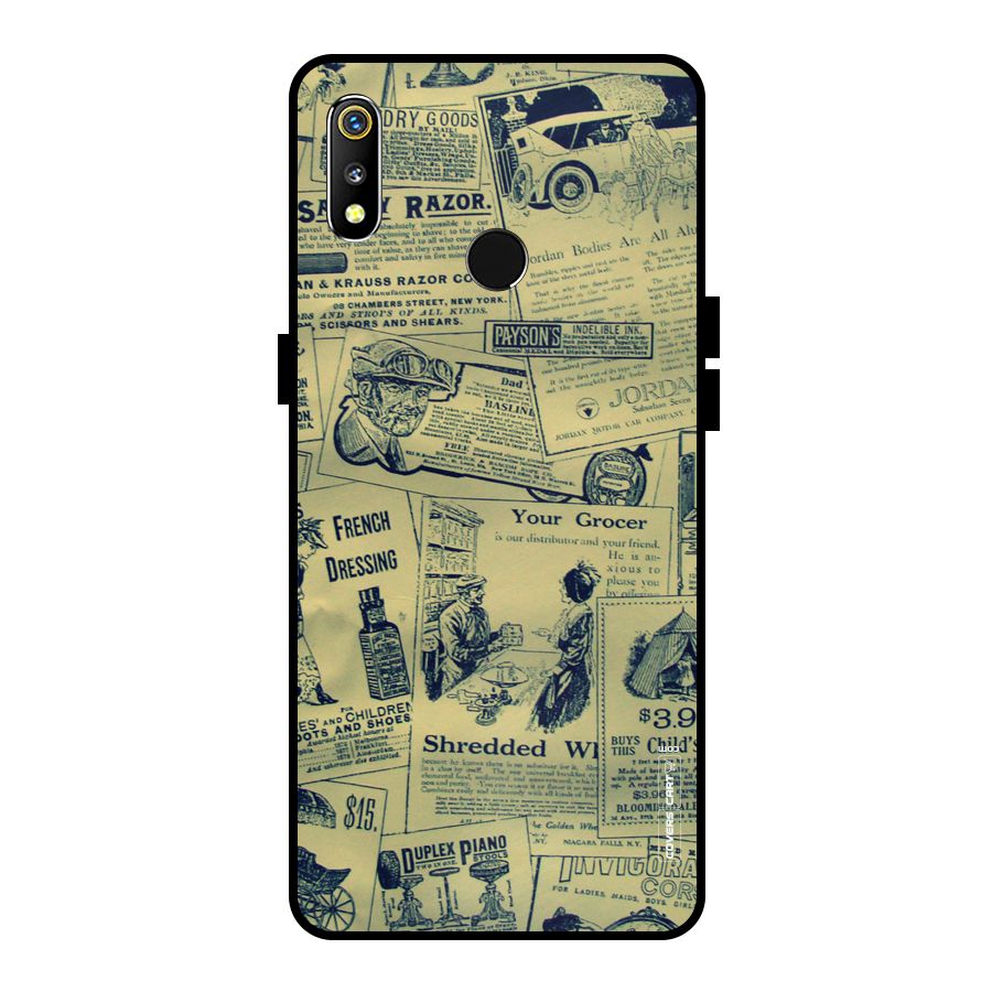 Vintage Newspaper Cutouts Metal Back Case for Realme 3i