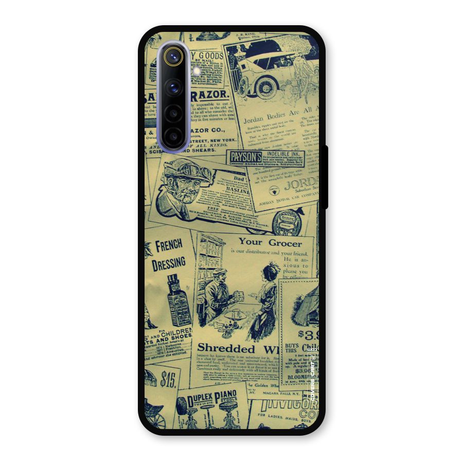 Vintage Newspaper Cutouts Metal Back Case for Realme 6i