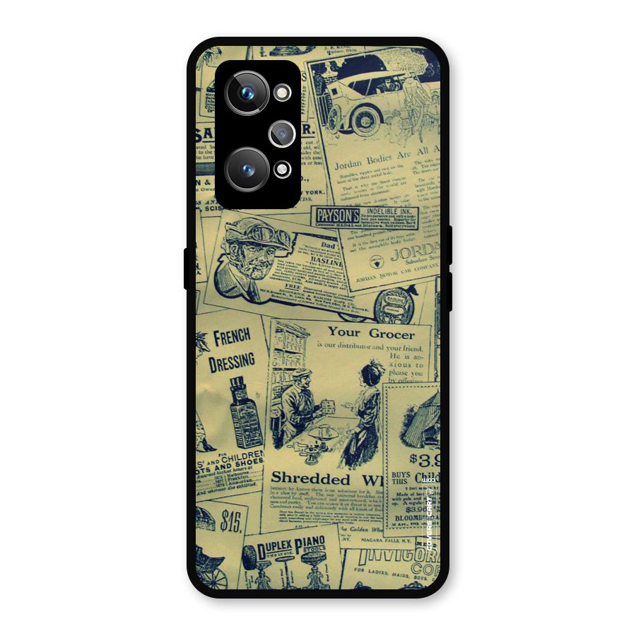 Vintage Newspaper Cutouts Metal Back Case for Realme GT Neo 3T