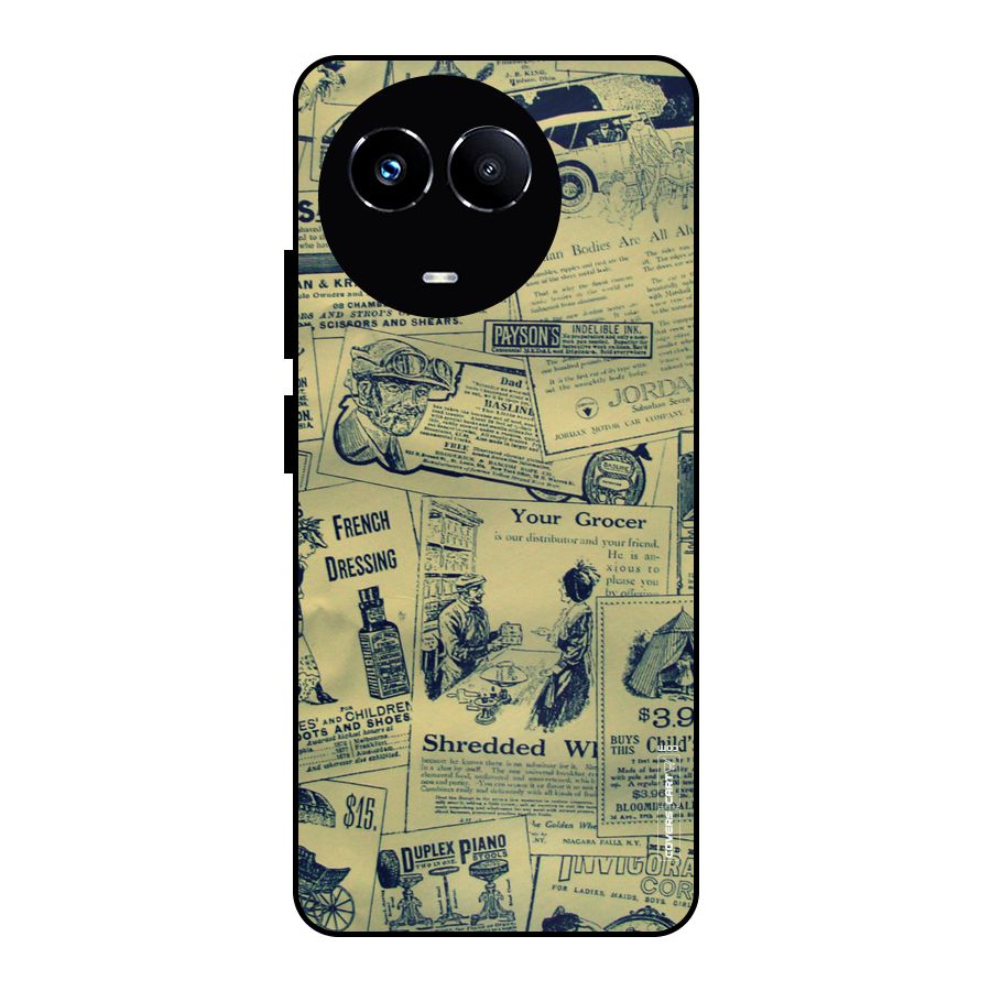 Vintage Newspaper Cutouts Metal Back Case for Realme Narzo 60X