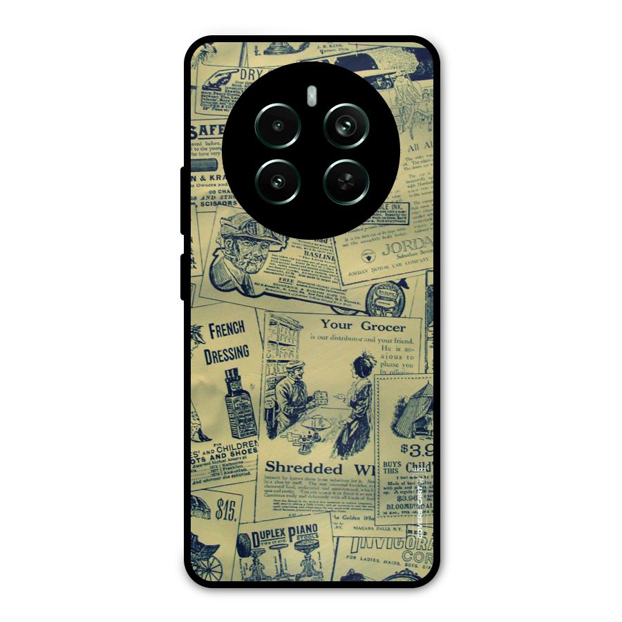 Vintage Newspaper Cutouts Metal Back Case for Realme Narzo 70 Pro