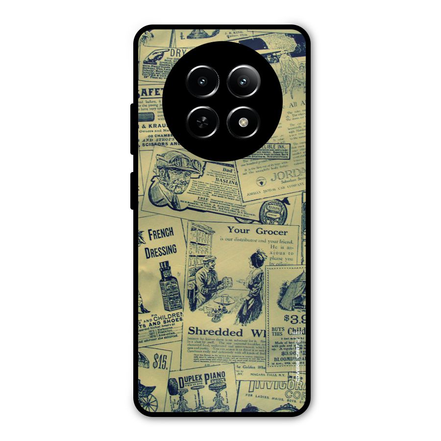 Vintage Newspaper Cutouts Metal Back Case for Realme Narzo 70x 5G