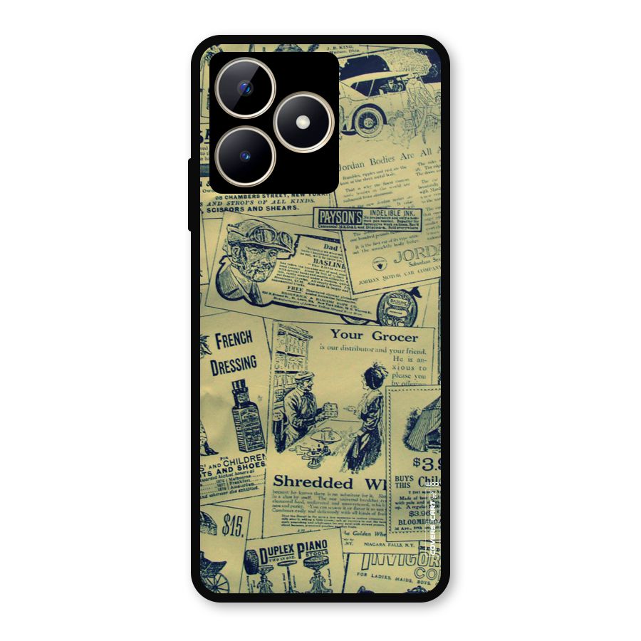 Vintage Newspaper Cutouts Metal Back Case for Realme Narzo N53