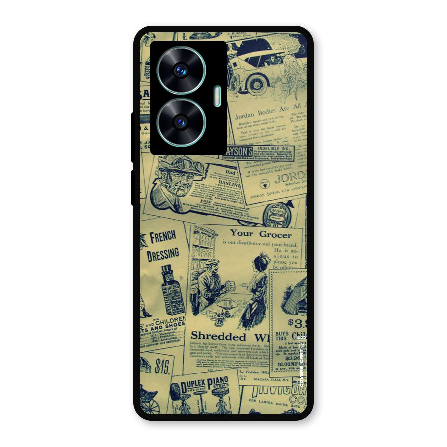 Vintage Newspaper Cutouts Metal Back Case for Realme Narzo N55