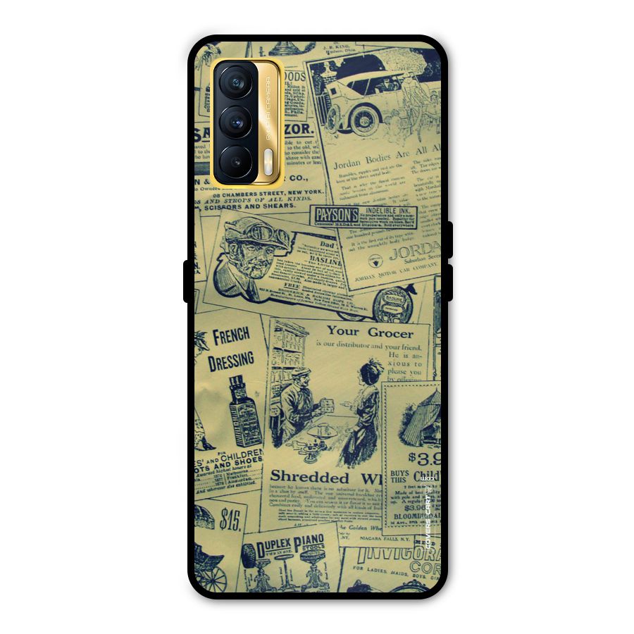 Vintage Newspaper Cutouts Metal Back Case for Realme X7