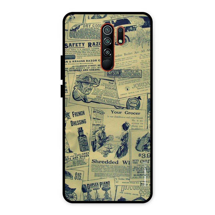 Vintage Newspaper Cutouts Metal Back Case for Redmi 9 Prime