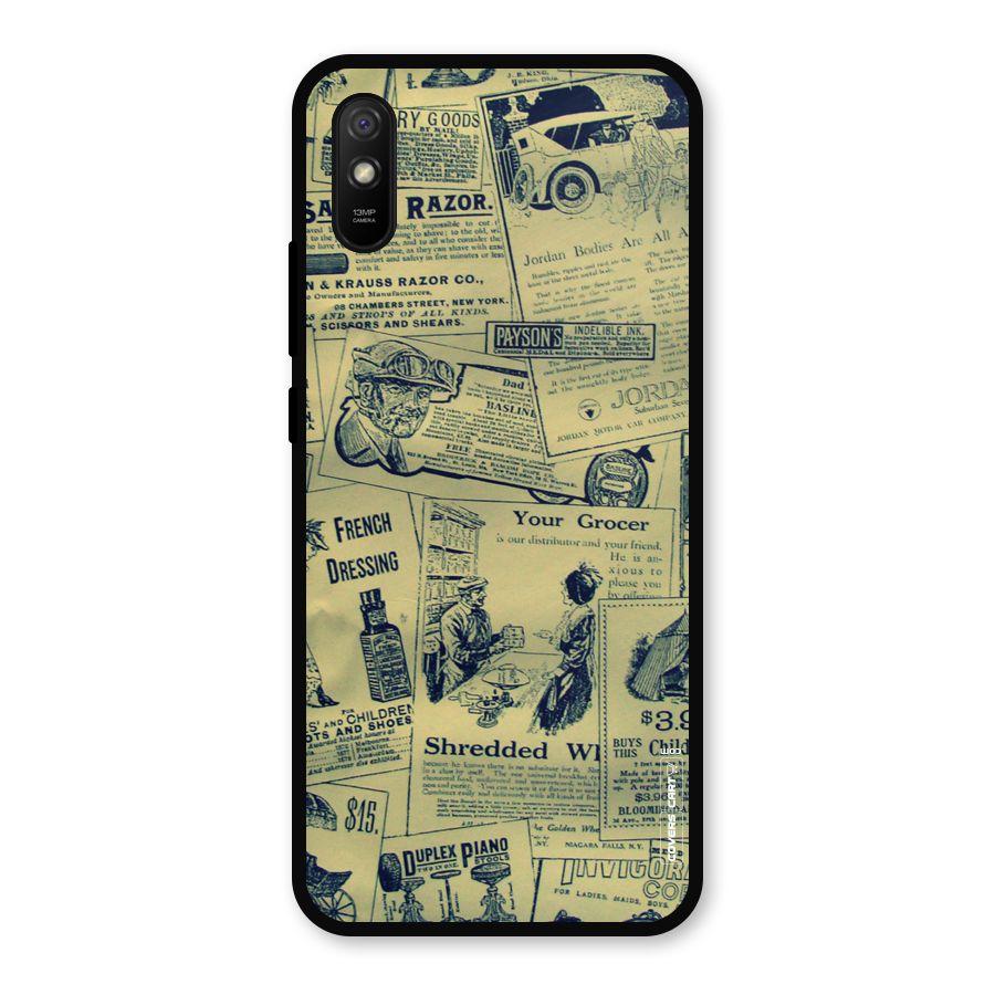Vintage Newspaper Cutouts Metal Back Case for Redmi 9i