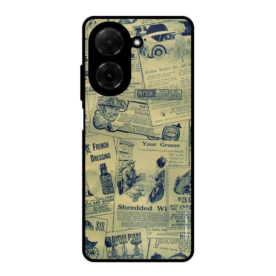Vintage Newspaper Cutouts Metal Back Case for Redmi A5 4G