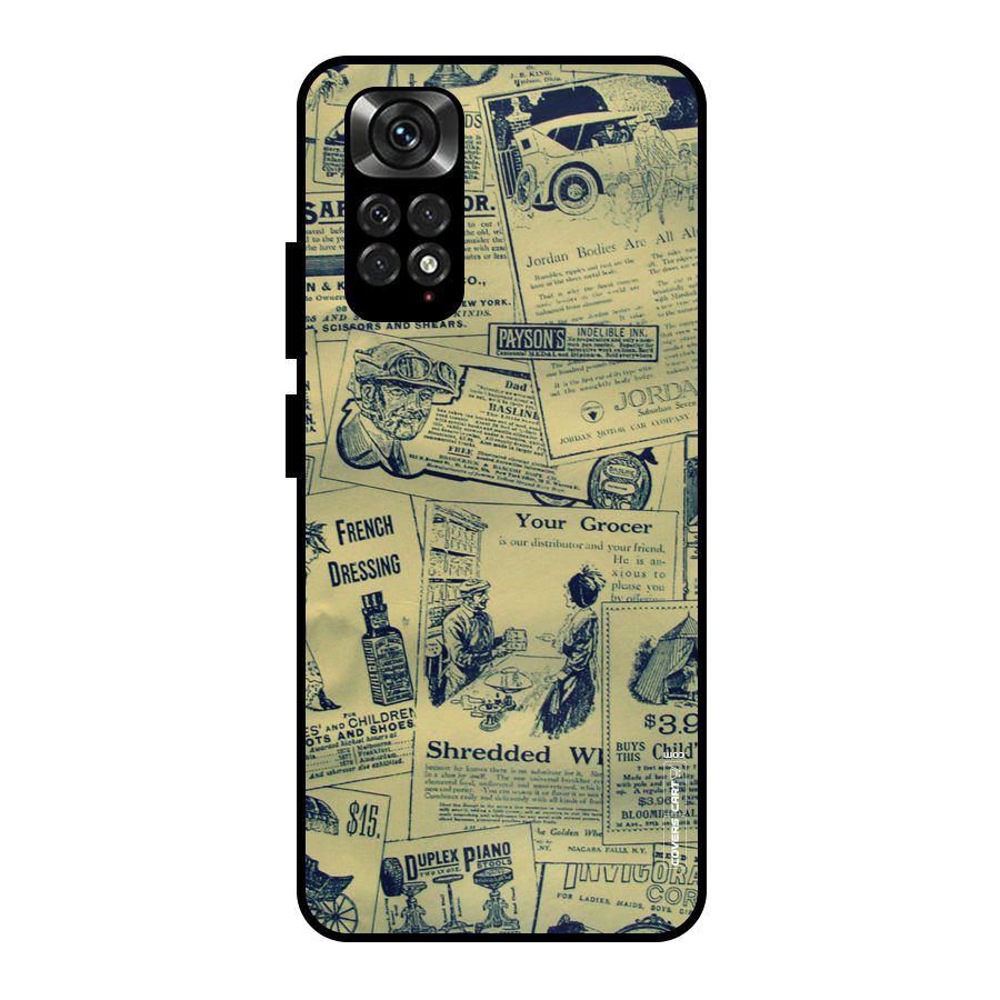 Vintage Newspaper Cutouts Metal Back Case for Redmi Note 11 Pro