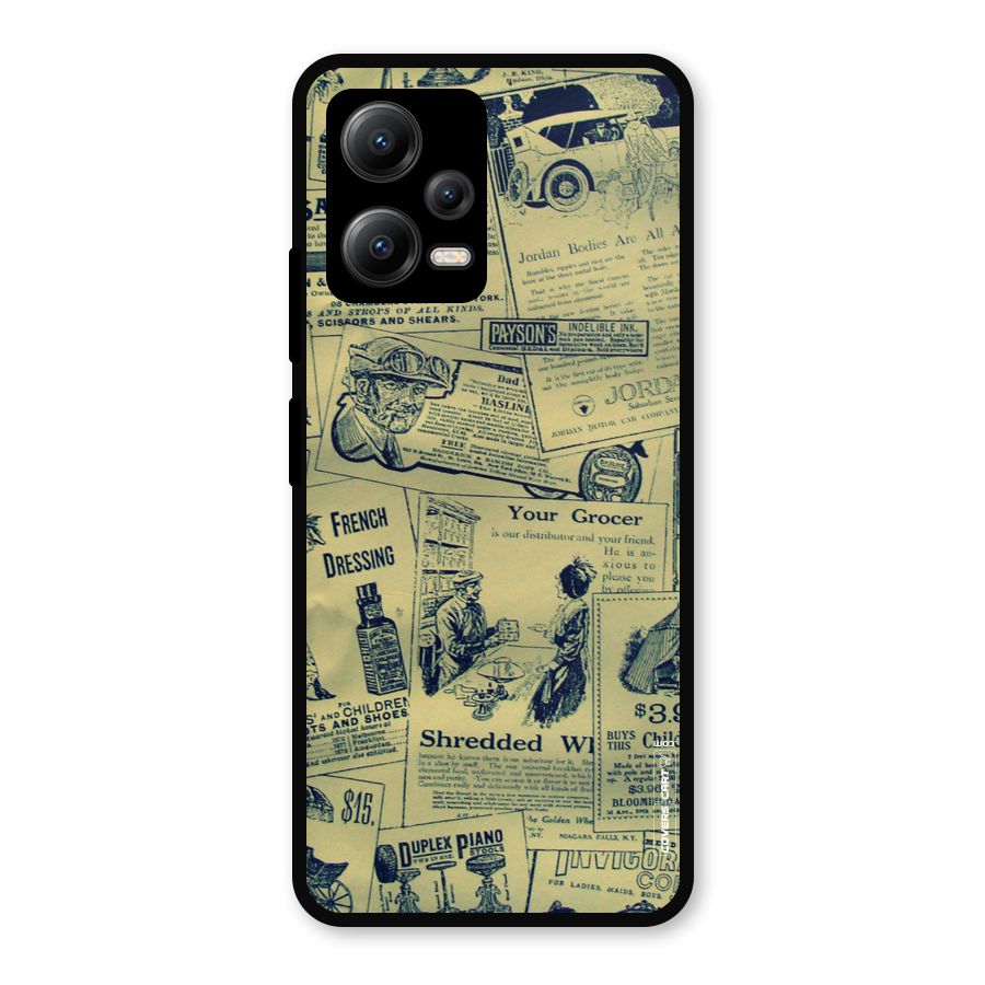 Vintage Newspaper Cutouts Metal Back Case for Redmi Note 12 5G