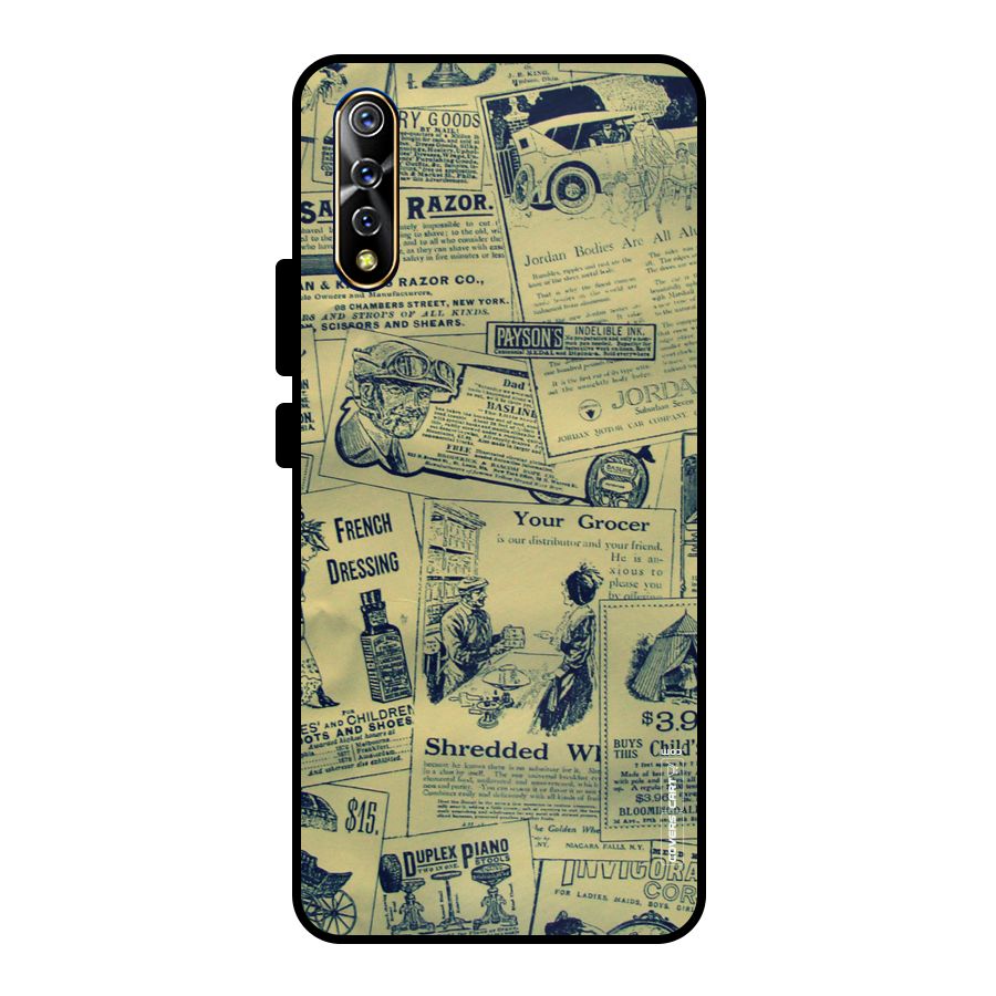 Vintage Newspaper Cutouts Metal Back Case for Vivo S1