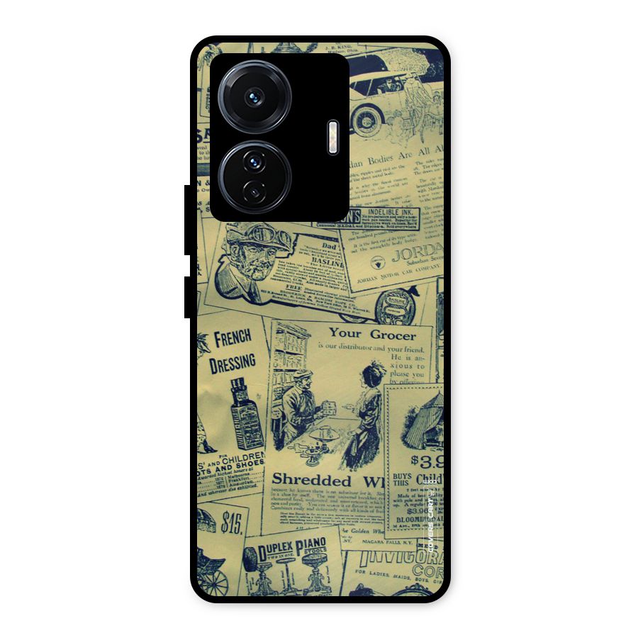 Vintage Newspaper Cutouts Metal Back Case for Vivo T1 Pro