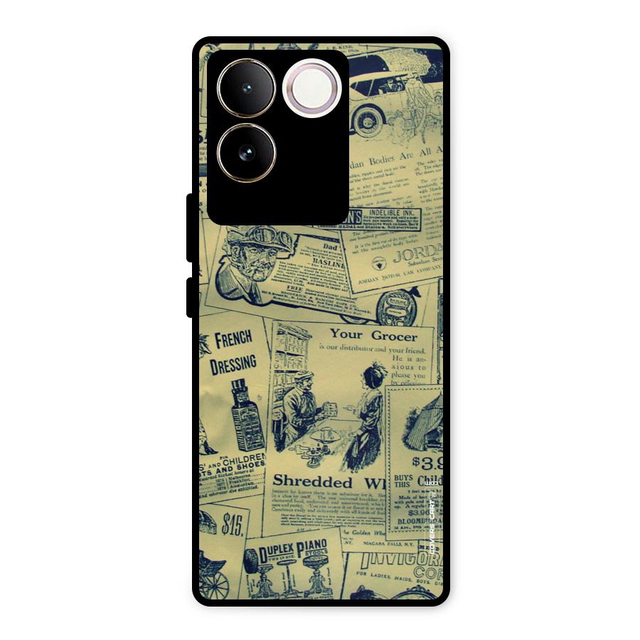 Vintage Newspaper Cutouts Metal Back Case for Vivo T2 Pro