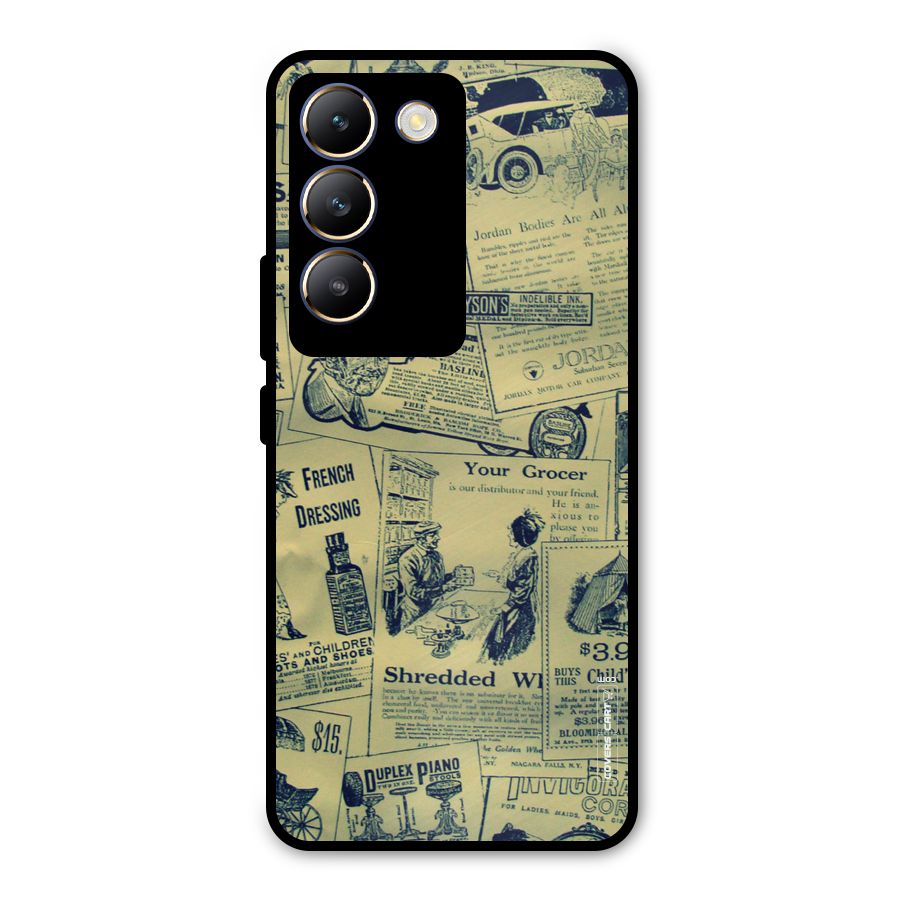 Vintage Newspaper Cutouts Metal Back Case for Vivo T3 5G