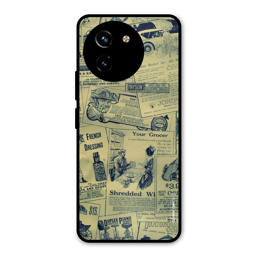Vintage Newspaper Cutouts Metal Back Case for Vivo T3x