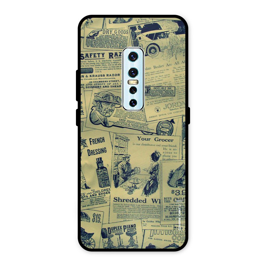 Vintage Newspaper Cutouts Metal Back Case for Vivo V17 Pro