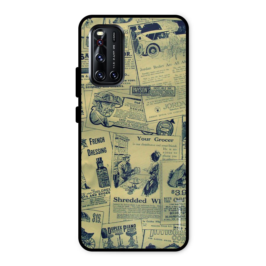 Vintage Newspaper Cutouts Metal Back Case for Vivo V19