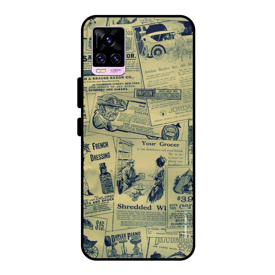 Vintage Newspaper Cutouts Metal Back Case for Vivo V20 Pro