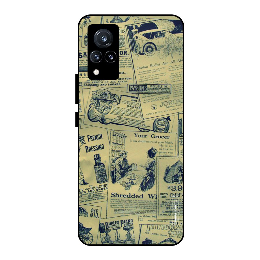 Vintage Newspaper Cutouts Metal Back Case for Vivo V21 5G