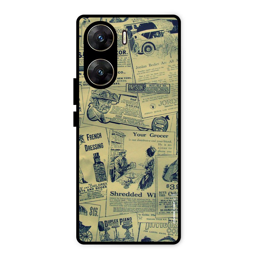 Vintage Newspaper Cutouts Metal Back Case for Vivo V29e