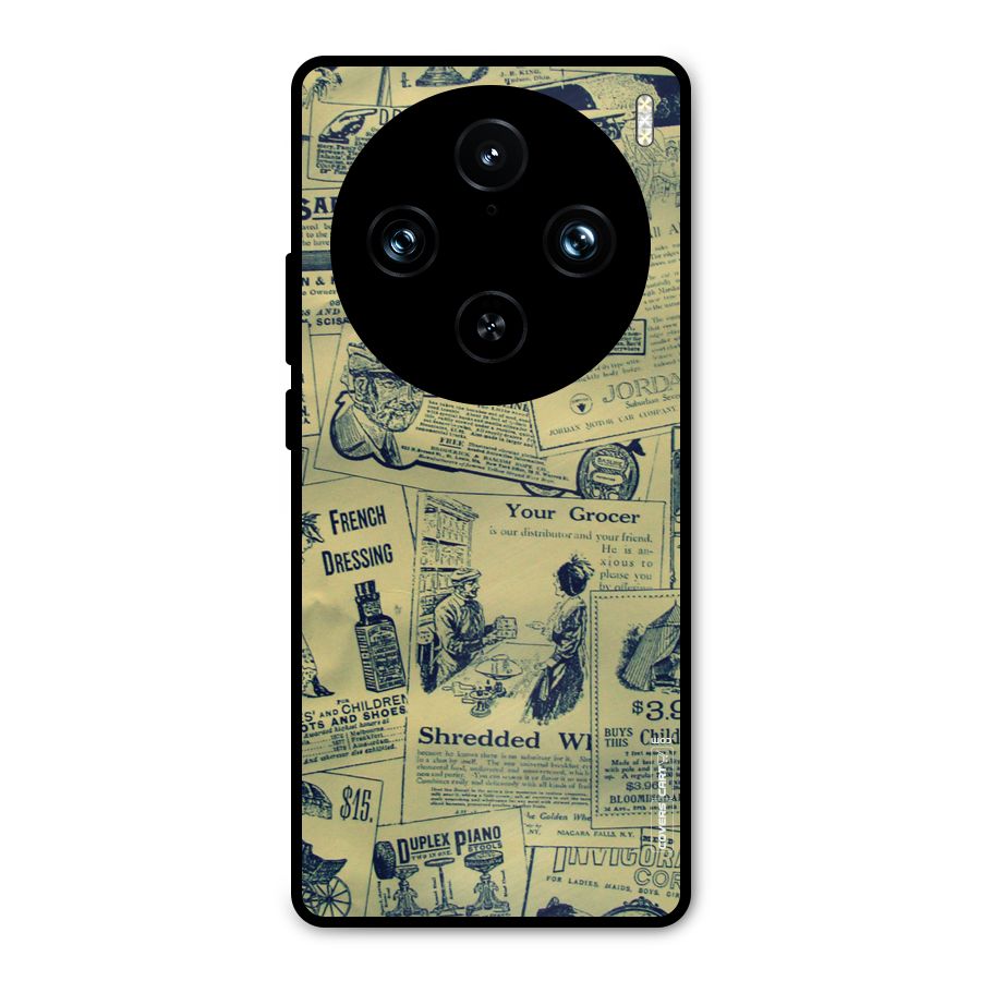 Vintage Newspaper Cutouts Metal Back Case for Vivo X100 Pro