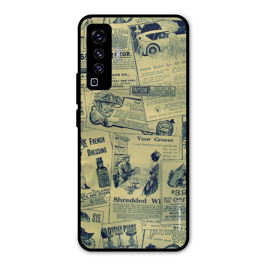 Vintage Newspaper Cutouts Metal Back Case for Vivo X50