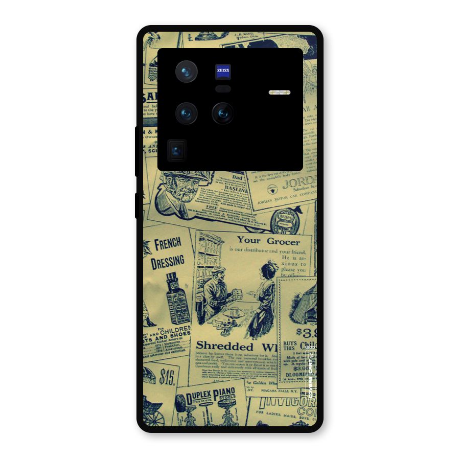 Vintage Newspaper Cutouts Metal Back Case for Vivo X80 Pro