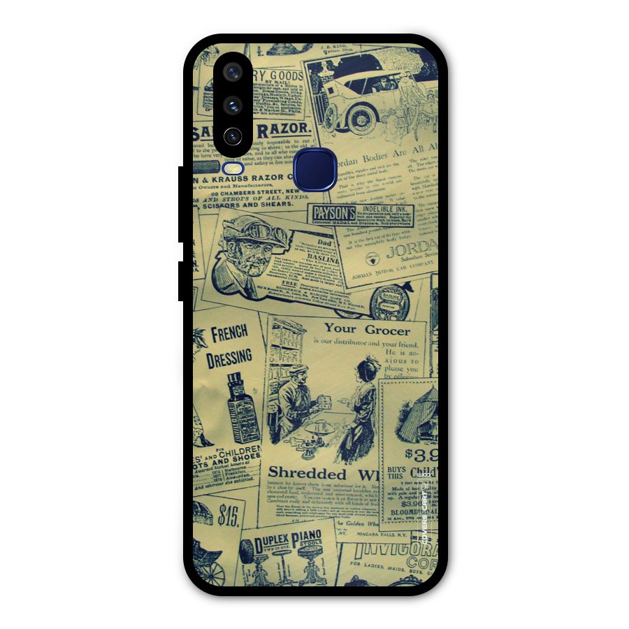 Vintage Newspaper Cutouts Metal Back Case for Vivo Y15