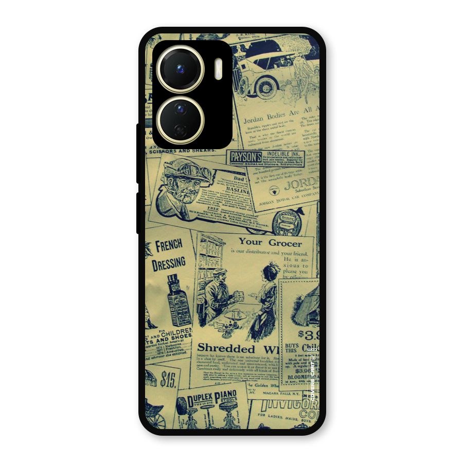 Vintage Newspaper Cutouts Metal Back Case for Vivo Y16