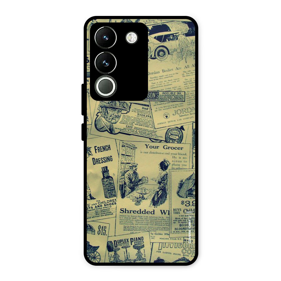 Vintage Newspaper Cutouts Metal Back Case for Vivo Y200
