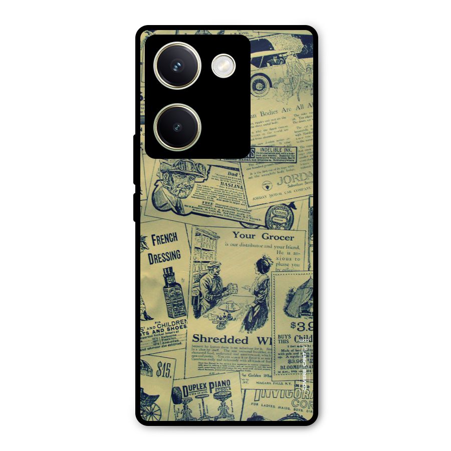 Vintage Newspaper Cutouts Metal Back Case for Vivo Y200 Pro