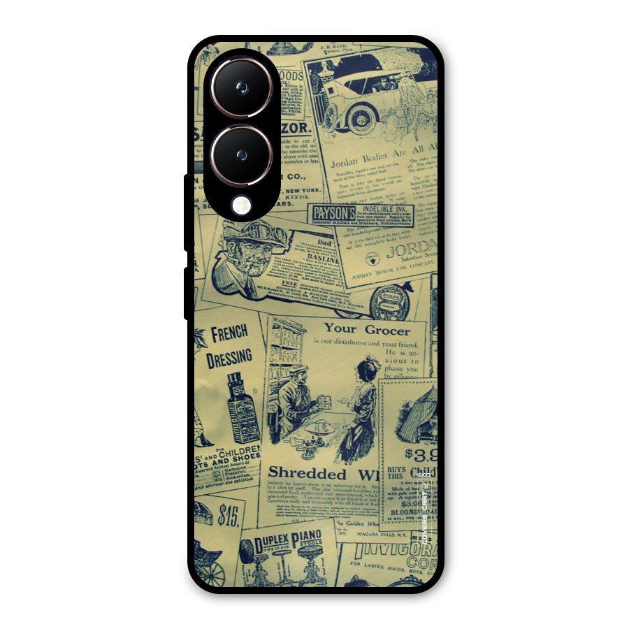 Vintage Newspaper Cutouts Metal Back Case for Vivo Y28