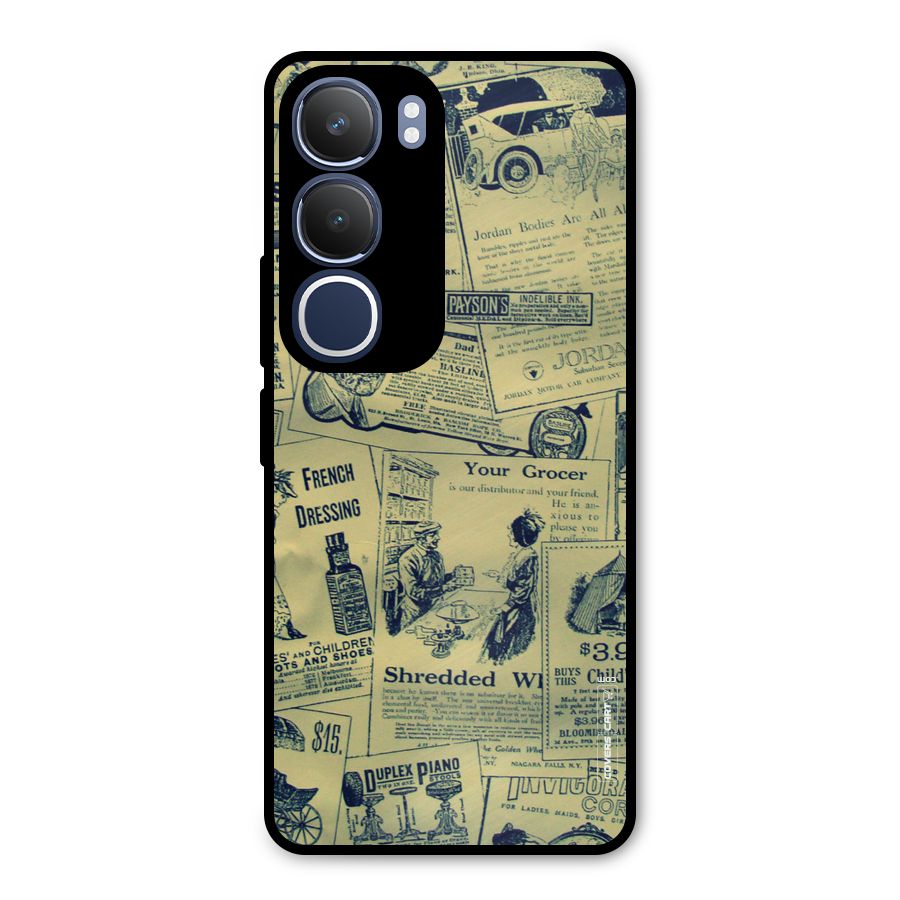 Vintage Newspaper Cutouts Metal Back Case for Vivo Y29