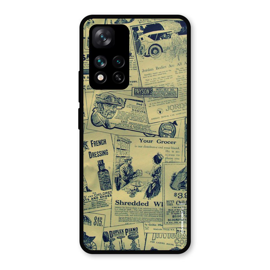 Vintage Newspaper Cutouts Metal Back Case for Xiaomi 11i Hypercharge 5G