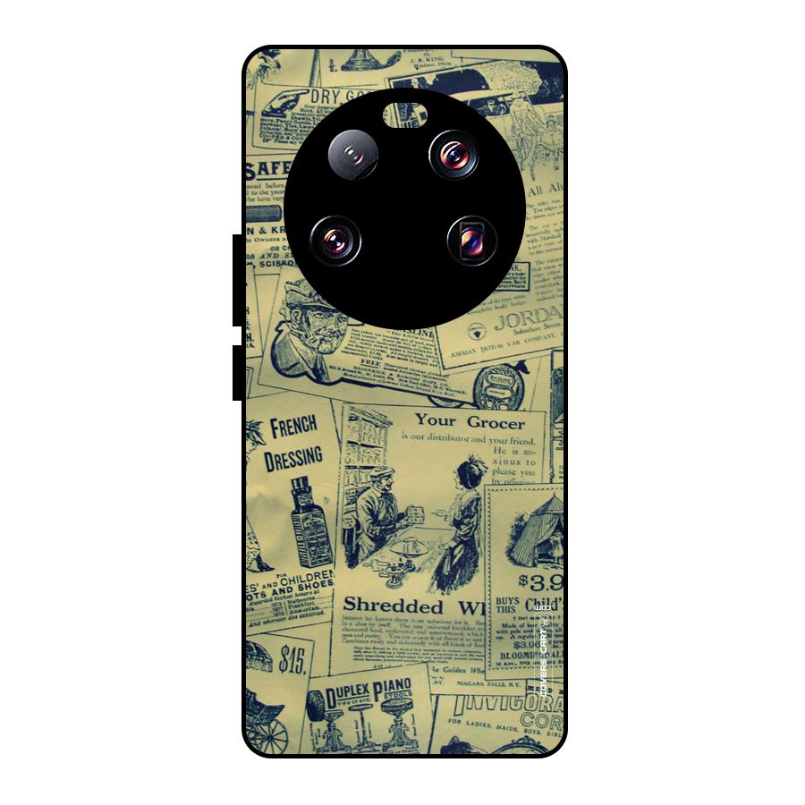 Vintage Newspaper Cutouts Metal Back Case for Xiaomi 13 Ultra