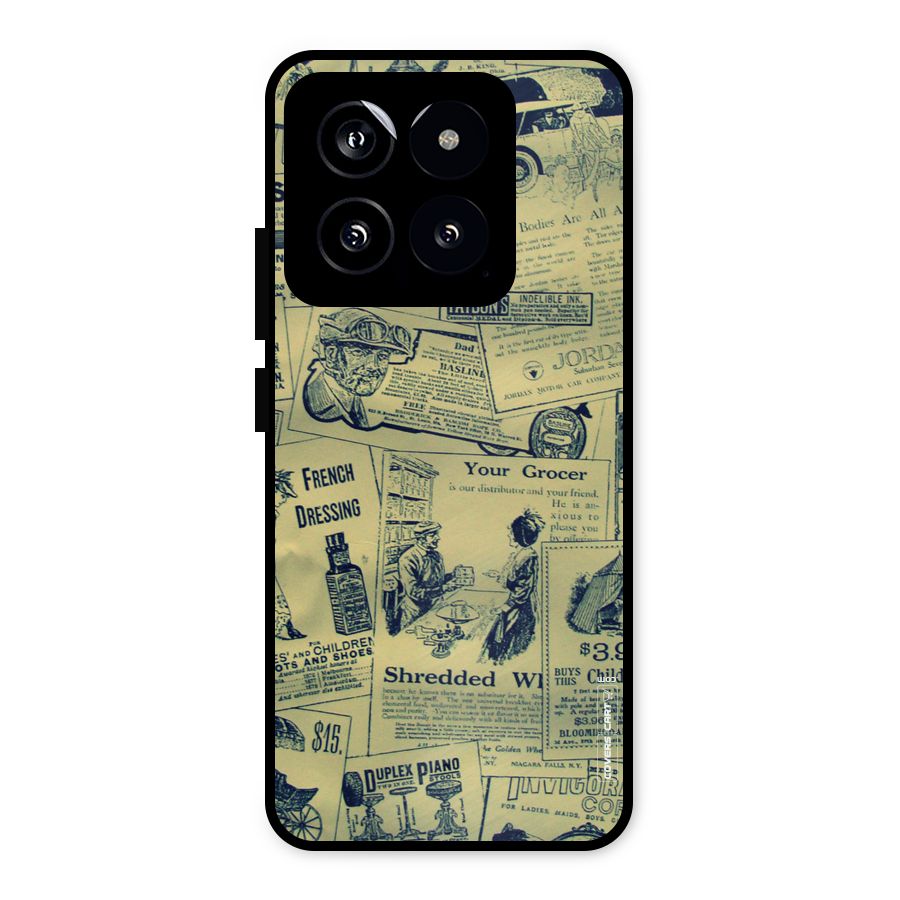 Vintage Newspaper Cutouts Metal Back Case for Xiaomi 14