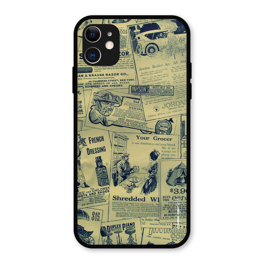 Vintage Newspaper Cutouts Metal Back Case for iPhone 11